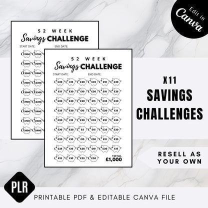 52 Week PLR Saving Challenges