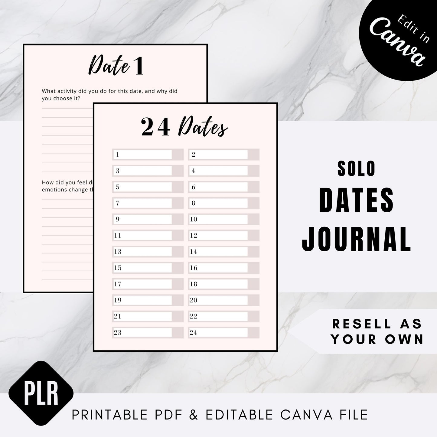 PLR Solo Dates Journal