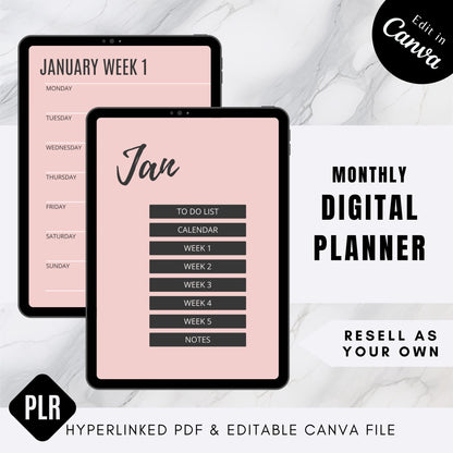 Monthly PLR Digital Planner